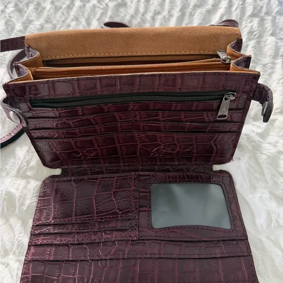 Patricia Nash Dark Purple Croc-Embossed Crossbody Bag - Picture 10 of 12